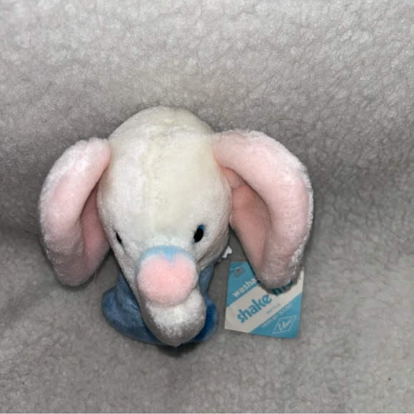 Eden Elephant plush rattle vintage with tags blue pink white 7" - Picture 4 of 8